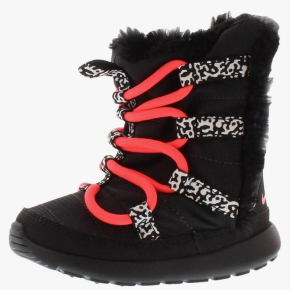 NIKE Girl's Rosherun Hi Sneakerboot (PTV) Black/Hyper Punch-White NWOT 11C - Picture 2 of 8